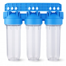 Triple Water Filter Inline 3/4" GW BODY HOUSING + Cartridges SET