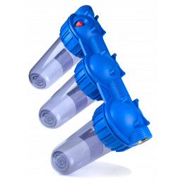 3-STAGE Inline Water Filter 1" with 10" Cartridges + Wrench + Flow Bracket