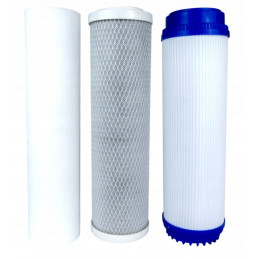 3-STAGE Inline Water Filter 1" with 10" Cartridges + Wrench + Flow Bracket