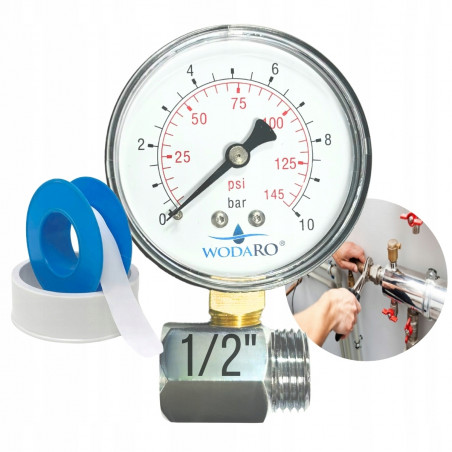 Water Installation Pressure Control Set 1/2" WODARO Pressure Gauge