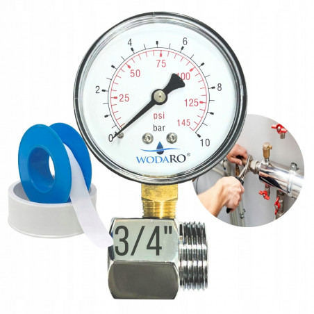 Water Installation Pressure Control Set 3/4" WODARO Pressure Gauge