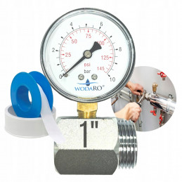Water Installation Pressure Control Set 1" WODARO Pressure Gauge