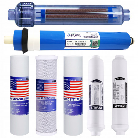 RO7 reverse osmosis cartridges with Ionizing Cartridge 75 GPD Osmotic Filter